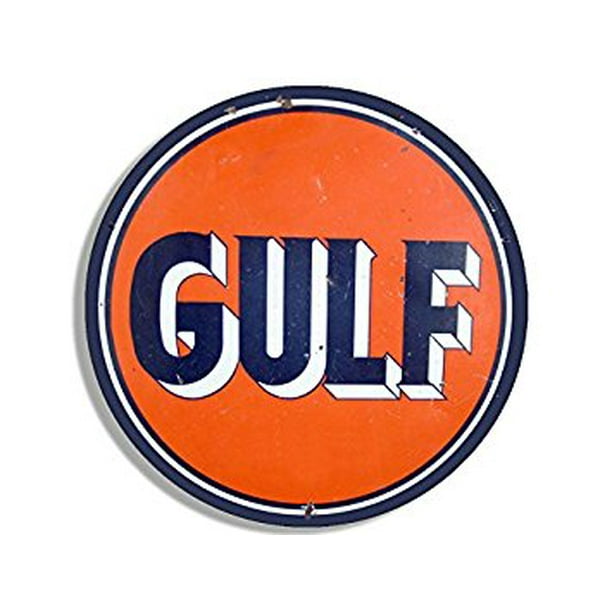 Gulf /'B/' Gasoline Racing Stripe Contour Cut Vinyl Decals Sign Stickers Motor Oil